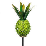 Exhart Solar Metal and Glass Pineapple Garden Stakes Green - 1 miniature