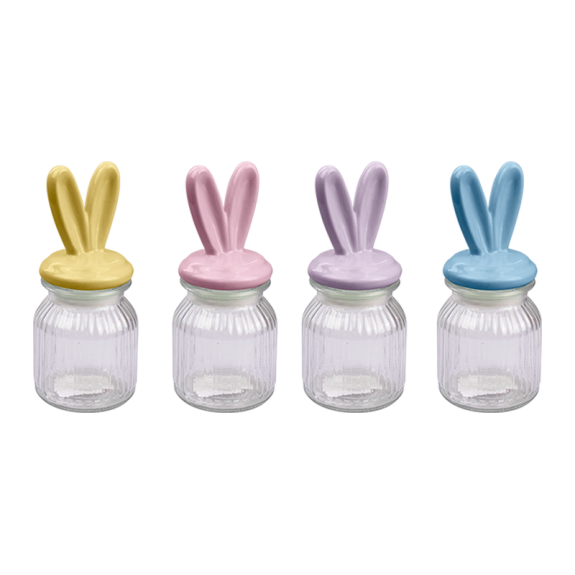 Gems Easter Ribbed Glass Jar 250Ml Assorted, 1 Piece