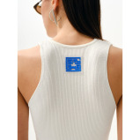Woman Asymmetric Cut-Out Sleeveless White Midi Dress, L - 2 miniature