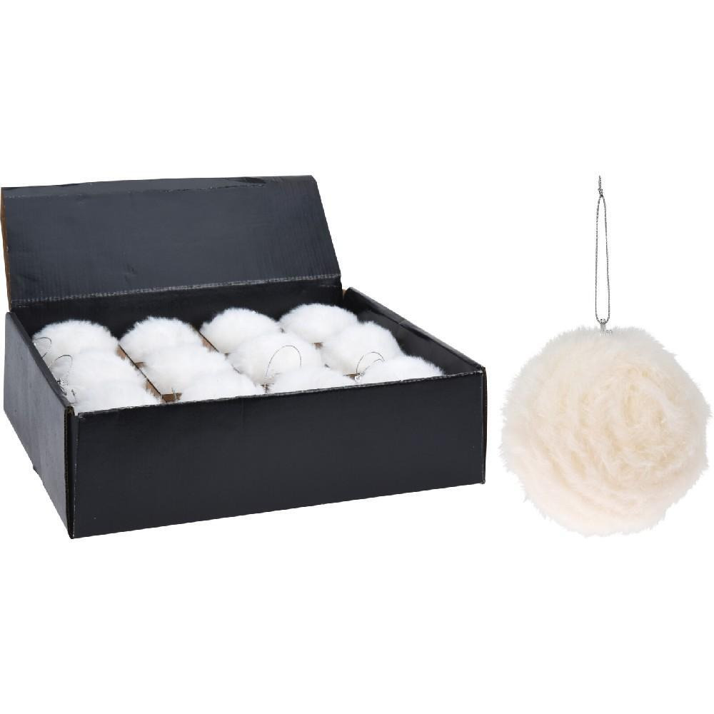 كوبمان كرة عيد الميلاد فرو صناعي 100 ملم أبيض - 1