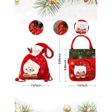 Drawstrings Gift Bags, Reusable Fabric 3D Goodie Bags Set of 3, Snowman Elk Wrapping Bags, Treat Bags Pouches Candy Pockets for New Year and Holidays - 6 miniature