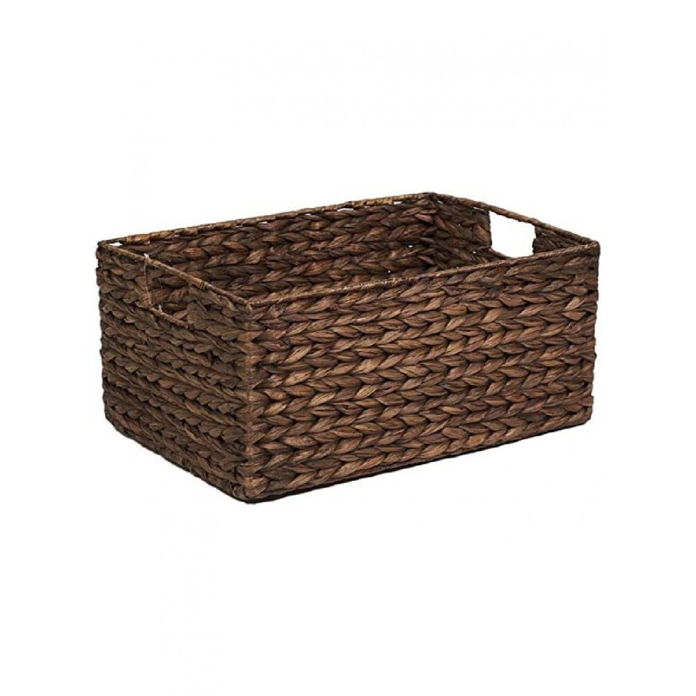 Homesmiths Large Water Hyacinth Storage Basket with Handle Brown 44 x 30 x 20 cm - 1