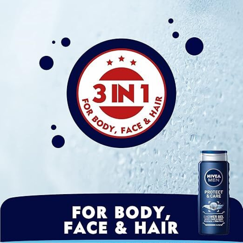 NIVEA, Men shower gel 3 in 1, Protect and care, Aloe Vera, 250 ml - 4