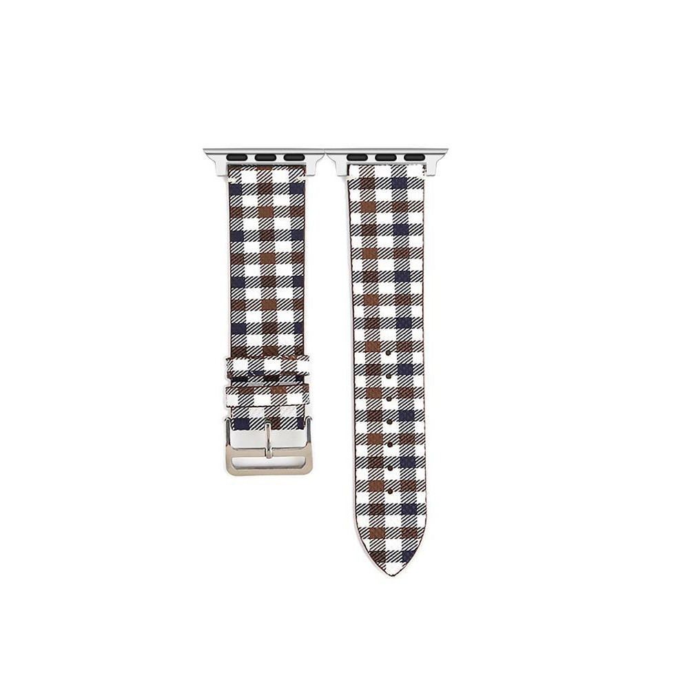 Perfii Check Leather Replacement Band For Apple Watch 41/40/38mm Series 8/7/6/5/4/SE - 2