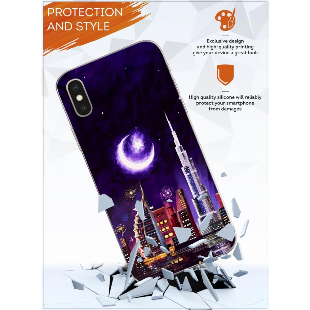 Protective Case Cover for Apple iPhone X / Xs Dubai in the moonlight - 3