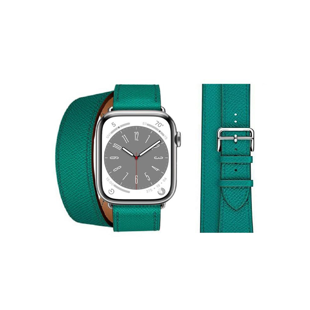 Perfii Double Tour Leather Replacement Band For Apple Watch 41/40/38mm Series 8/7/6/5/4/SE - 1