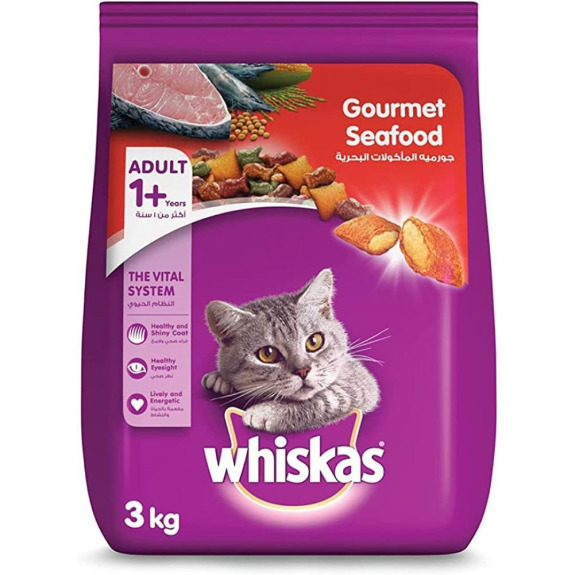 Whiskas \/ Dry cat food, Gourmet seafood, 6.6 lbs (3 kg)
