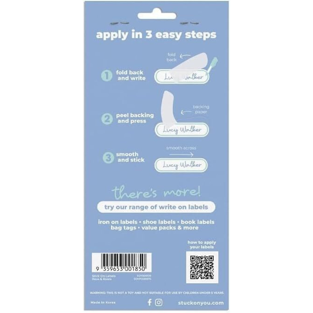 Stuck on You Stick On Labels Perfect for Books, Bottles, Lunch Boxes, Waterproof, Freezer, Dishwasher and Microwave Safe, Revs & Roars - 2