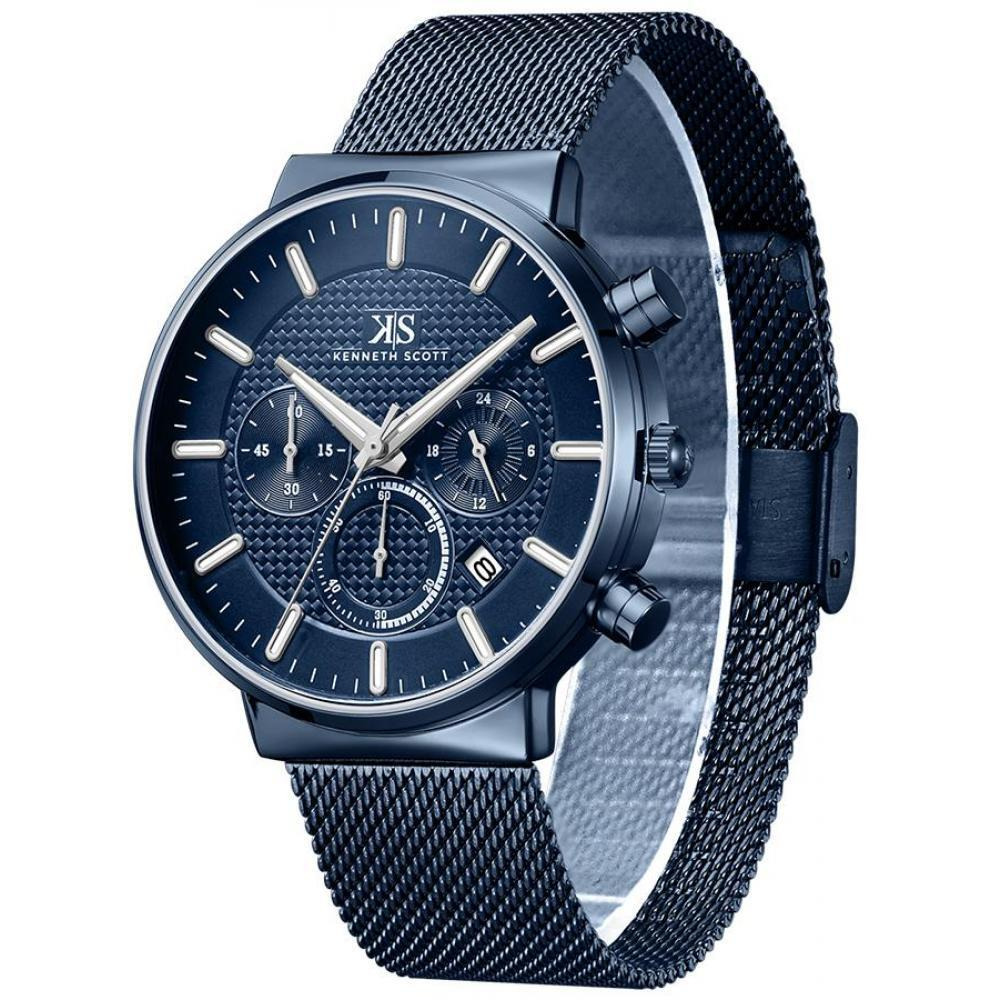 Kenneth Scott Men's Blue Dial Multi Function Watch - K22133-NMNN - 2