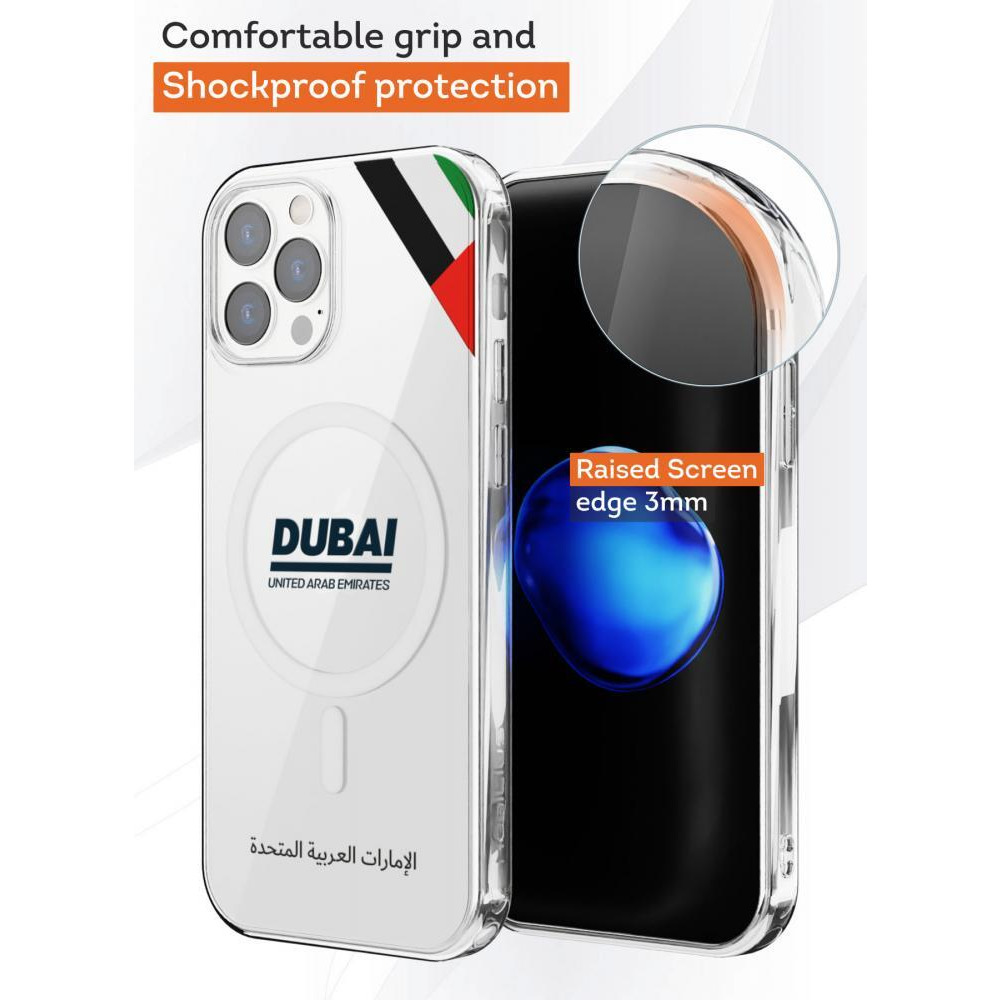 كفر آيفون 12 برو ماكس، متوافق مع ماج سيف، حماية عسكرية، مقاوم للاصفرار، (6.7 بوصة)، شعار دبي - 4