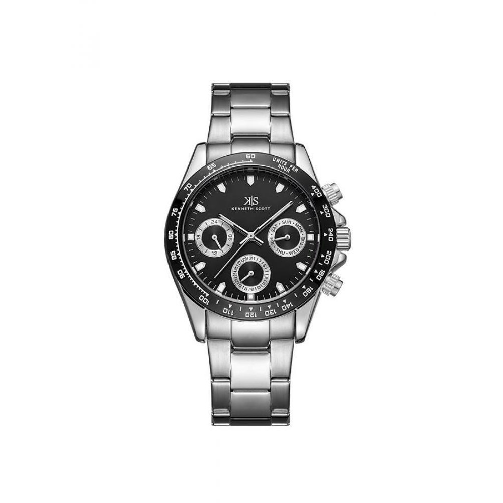 Kenneth Scott Men's Multi Function Black Dial Watch - K22142-SBSB - 1