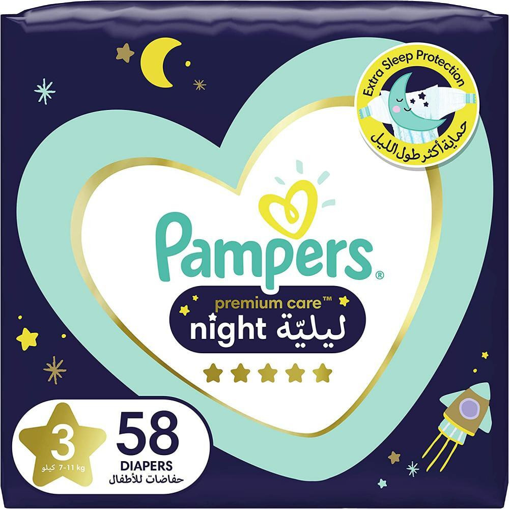 Pampers / Diapers, Premium care, Night, Size 3, 7-14 kg, 58 pcs - 1