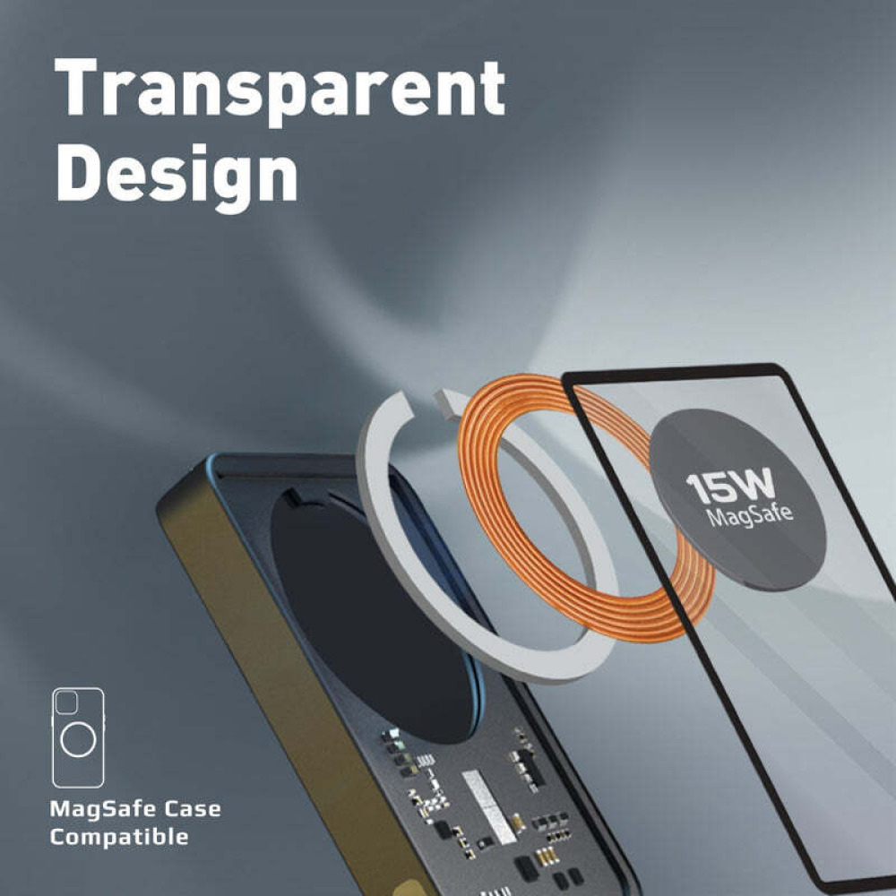 Promate TransPack-5 Transparent 15W MagSafe wireless charging power bank - 2