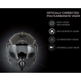 Vega Off Road ISI Certified Matt Finish Full Face Dual Visor with Peak Helmet for Men and Women Outer Clear Visor and Inner Smoke Sun Visor (Dull Blac - 4 miniature