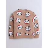 طقم مكون من قطعتين من سويت شيرت وبنطال رياضي مطبوع عليه صورة باندا للأولاد - بني فاتح، مقاس 12-18 شهرًا - 5 miniature