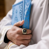 خاتم التسبيح الذكي Iqibla باللون الأبيض (18 مم) – خاتم صلاة إسلامي مقاوم للماء مع شاشة OLED، اتصال بلوتوث، عداد تسبيح - 2 miniature