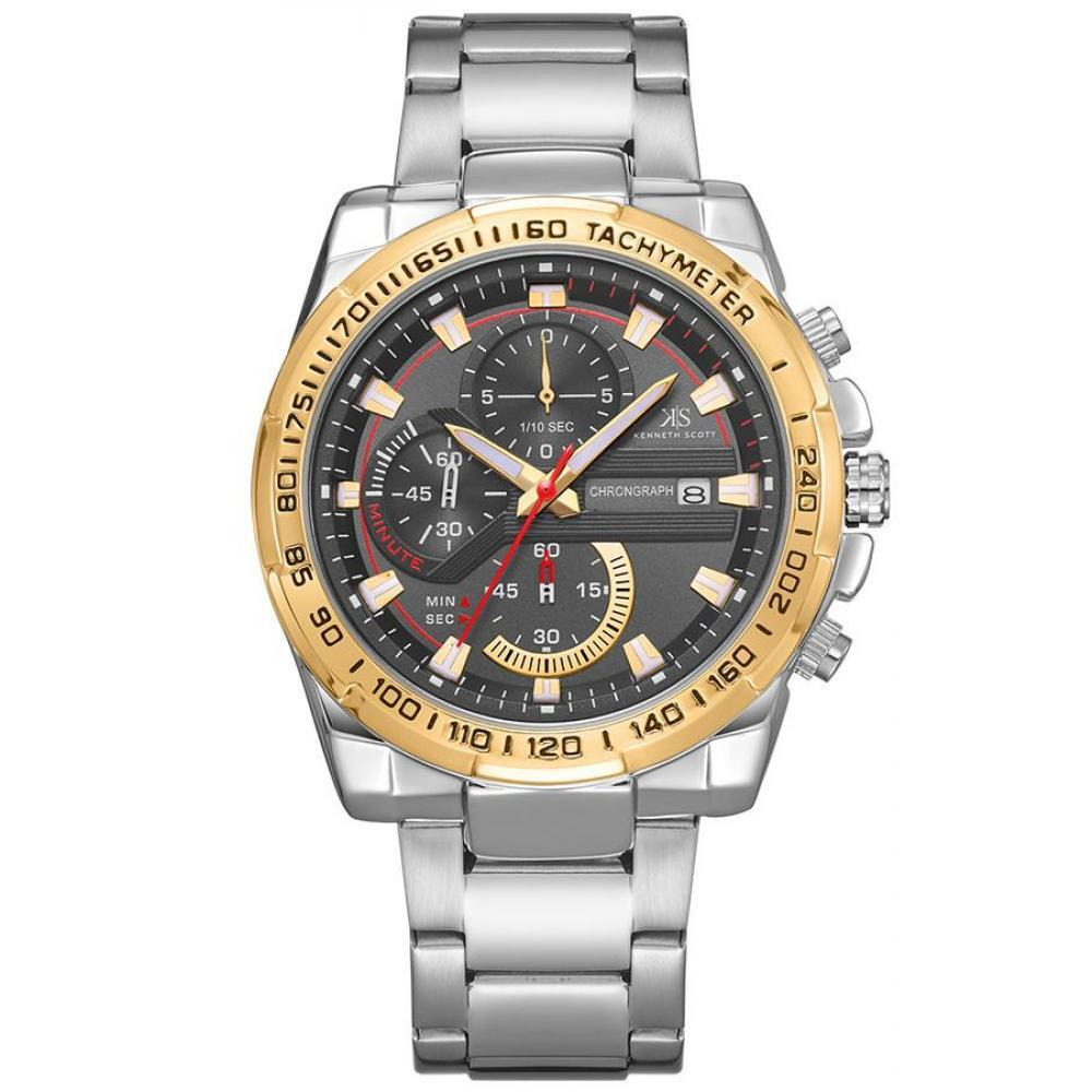 Kenneth Scott Men's Black Dial Chronograph Watch - K22101-SBSBG - 1