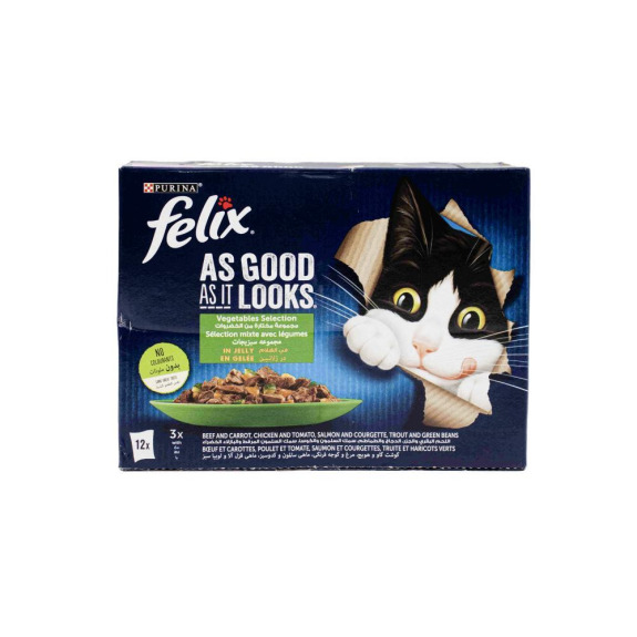 Felix \/ Wet cat food, as Good as it Looks, Vegetable selection in jelly, 12 pcs x 3 oz (85 g)