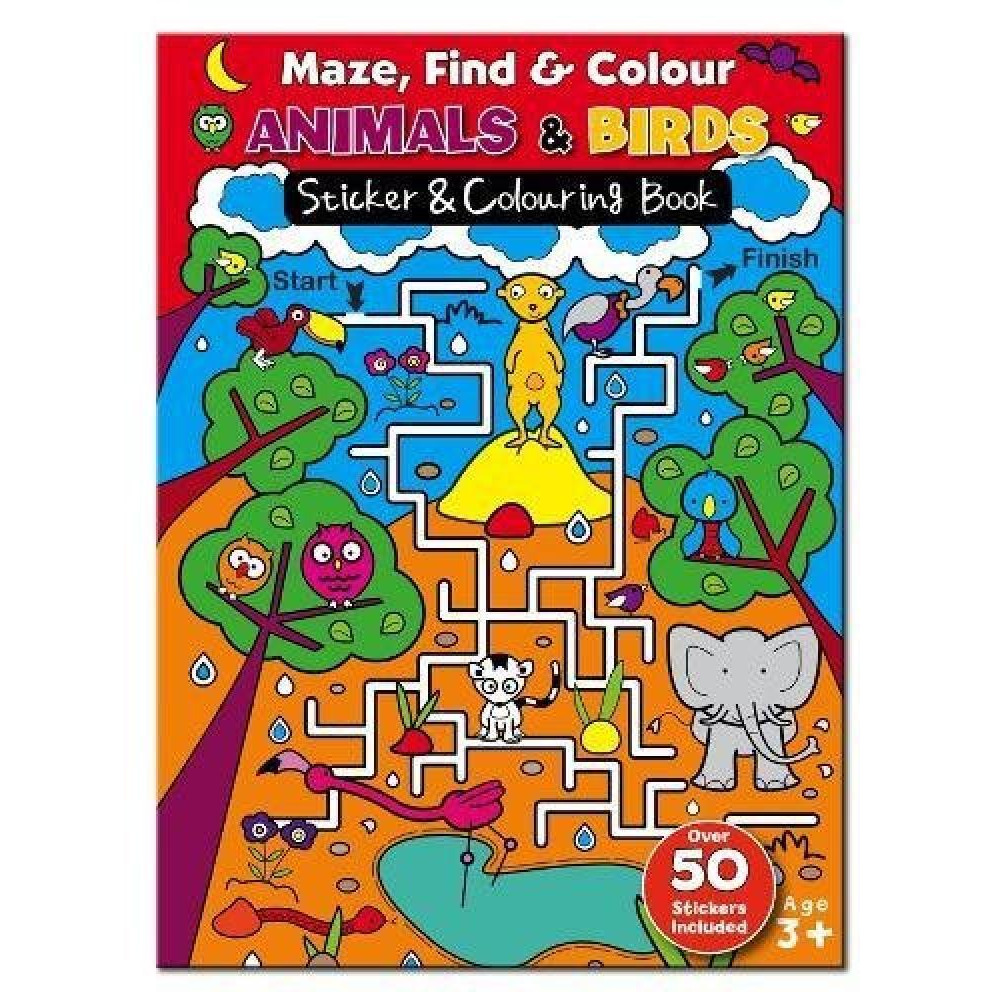 Maze Find and Colour Book - Animals & Birds - 1