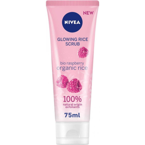 NIVEA \/ Scrub, Glowing rice, Bio raspberry, 2.5 fl oz (75 ml)