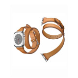 Perfii Double Tour Leather Replacement Band For Apple Watch 49/45/44/42mm Series Ultra/8/7/6/5/4/SE - 1 miniature