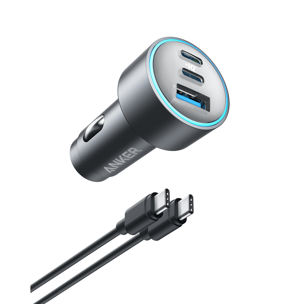 شاحن ANKER 535 POWERDRIVE 67 واط 2c/1a Pd مع كابل C-C بطول 3.2 قدم، رمادي - 1