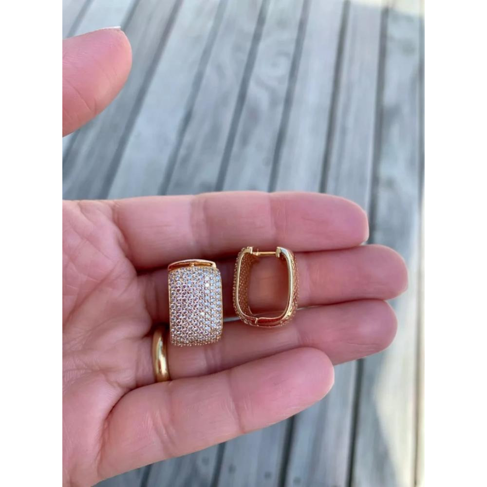 أقراط دائرية مطلية بالذهب الوردي بالكامل من الزركون الزركونيوم الزركونيوم على شكل حرف U - 4