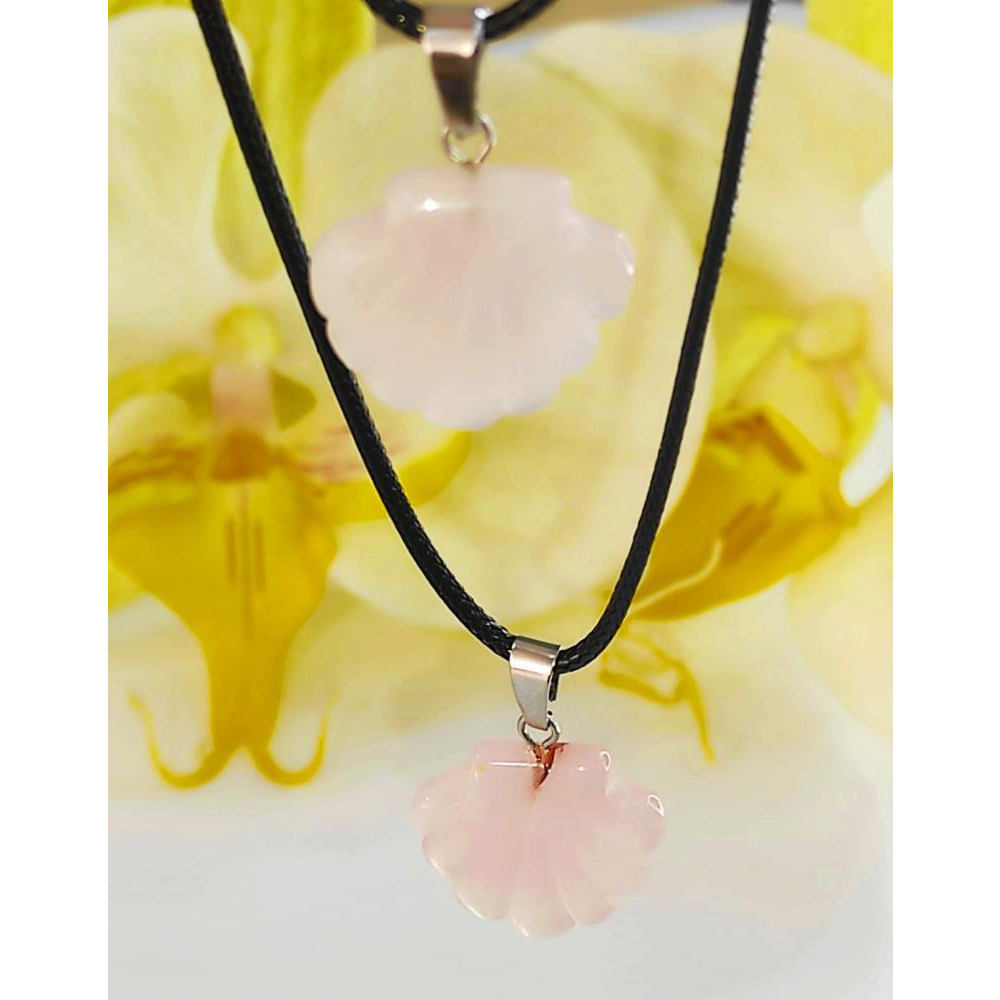 روز كوارتز شل على شكل قلادة الموضة - 4