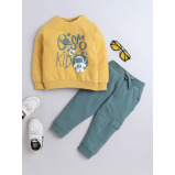 Boys' 2-Piece, Printed Sweatshirt and Jogger (12-18 month), Mustard-Green - 6 miniature