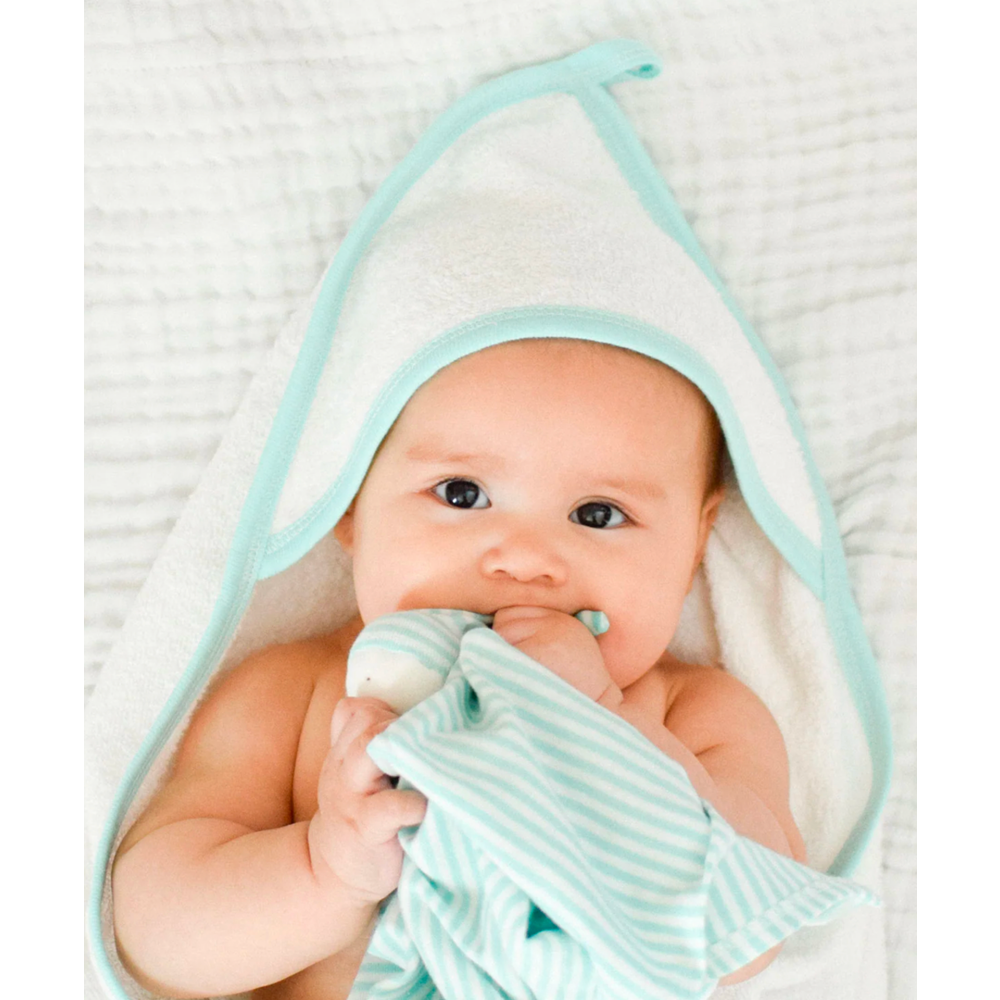 Hooded Towel Under the Nile, Organic Baby Deluxe, Aqua  - 2