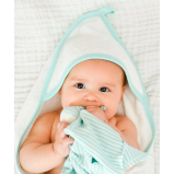Hooded Towel Under the Nile, Organic Baby Deluxe, Aqua  - 2 miniature