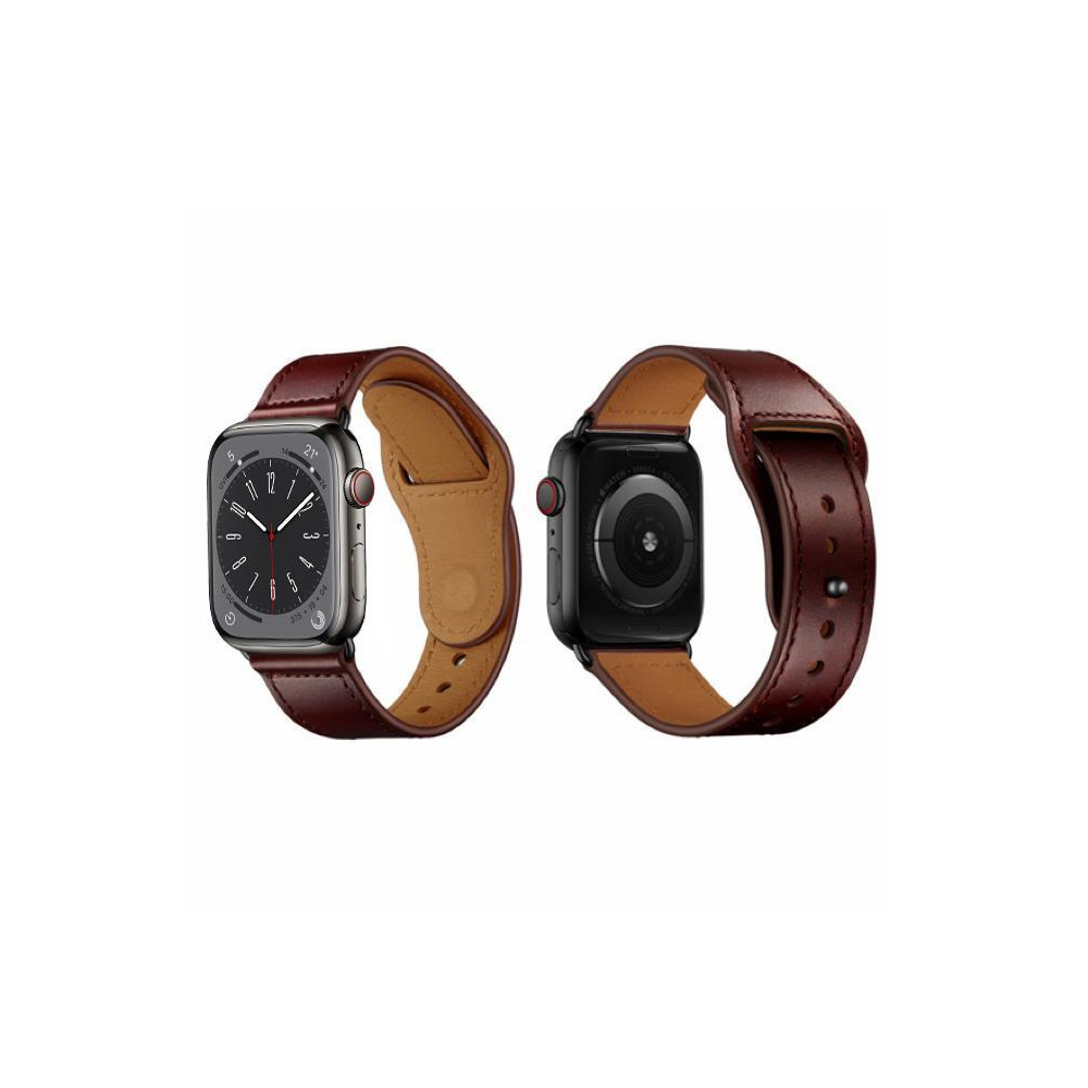 سوار بديل من الجلد الطبيعي لساعة Apple مقاس 41/40/38 ملم من السلسلة 8/7/6/5/4 / SE - 1