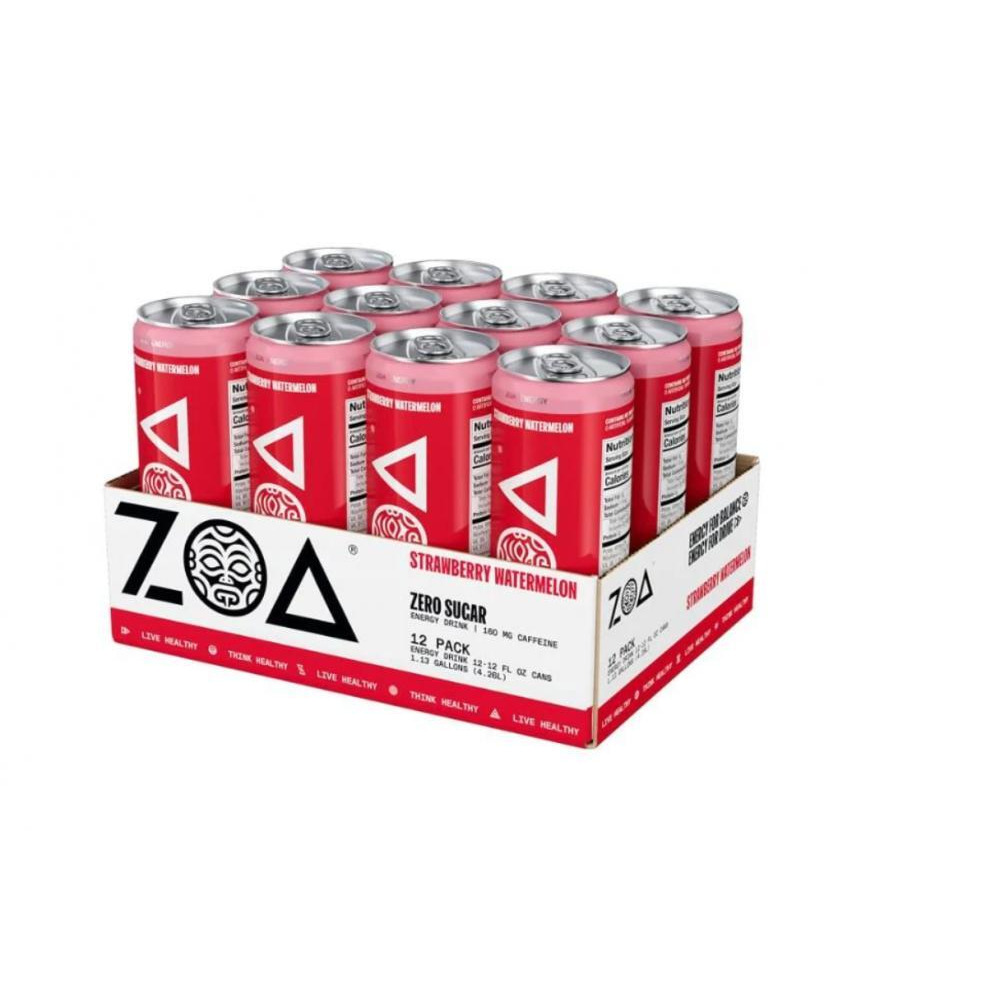 ZOA Zero Sugar Energy Drinks - Healthy Energy Formula with Vitamins, Electrolytes, Antioxidants, 160mg of Natural Caffeine - Strawberry Watermelon, 12 - 1