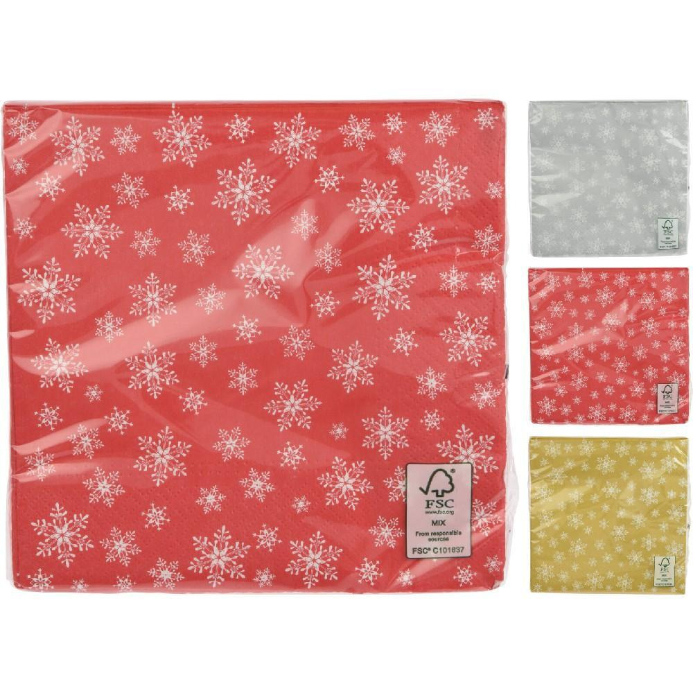 Koopman Рождественские Салфетки 33 x 33 см Набор из 16 Шт. В Ассортименте 1 Комплект Снежинка - 1