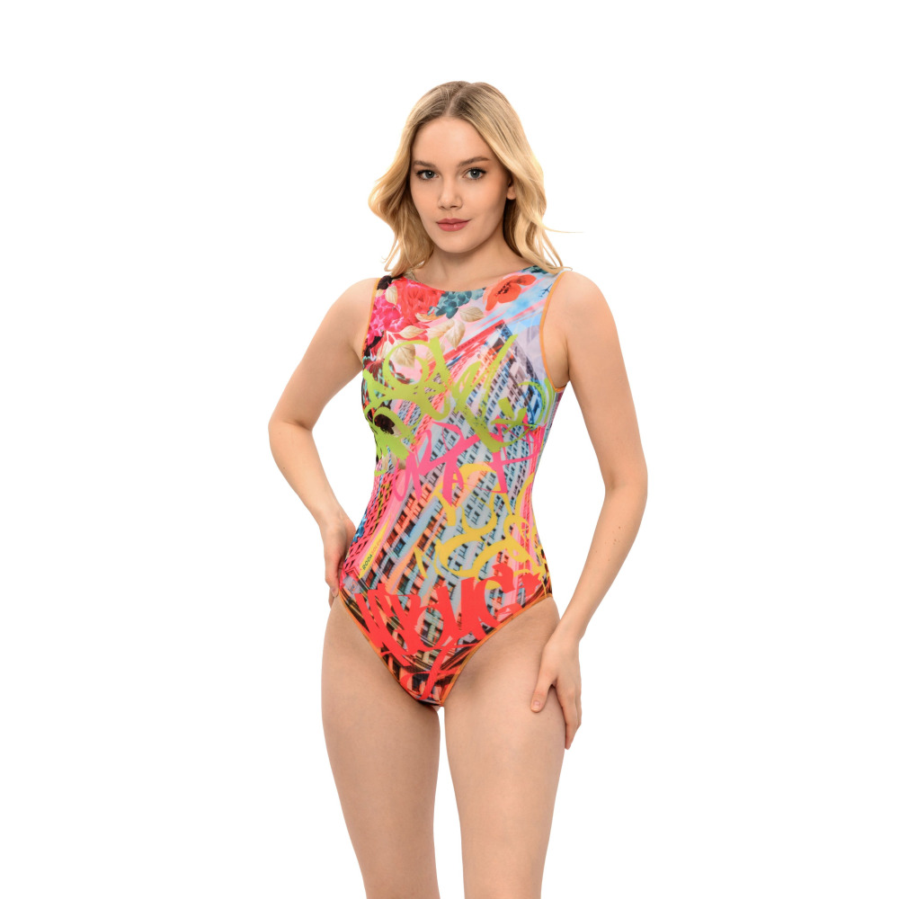One-piece Sleeveless Swimsuit Graffiti (XS) - 1