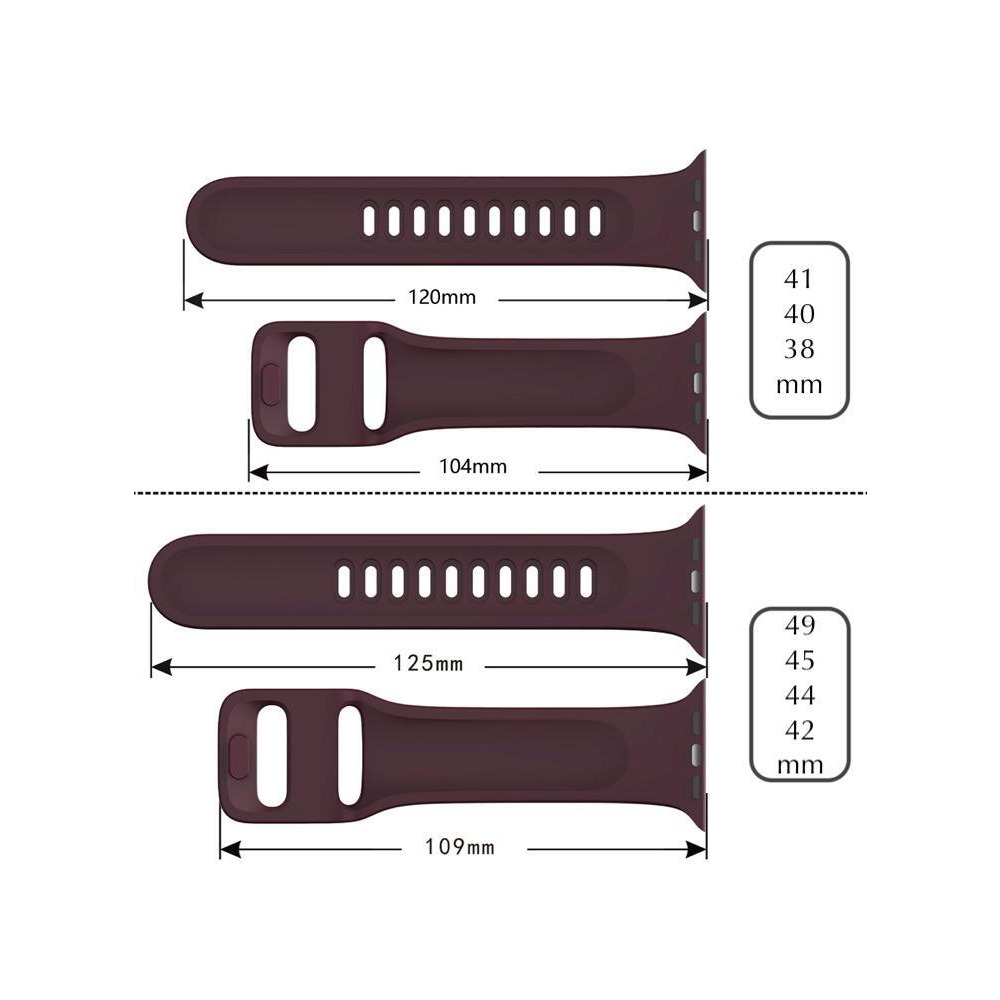 Perfii Flatpin Silicone Replacement Band For Apple Watch 49, 45, 44, 42 mm Series Ultra 8/7/6/5/4 SE - 3