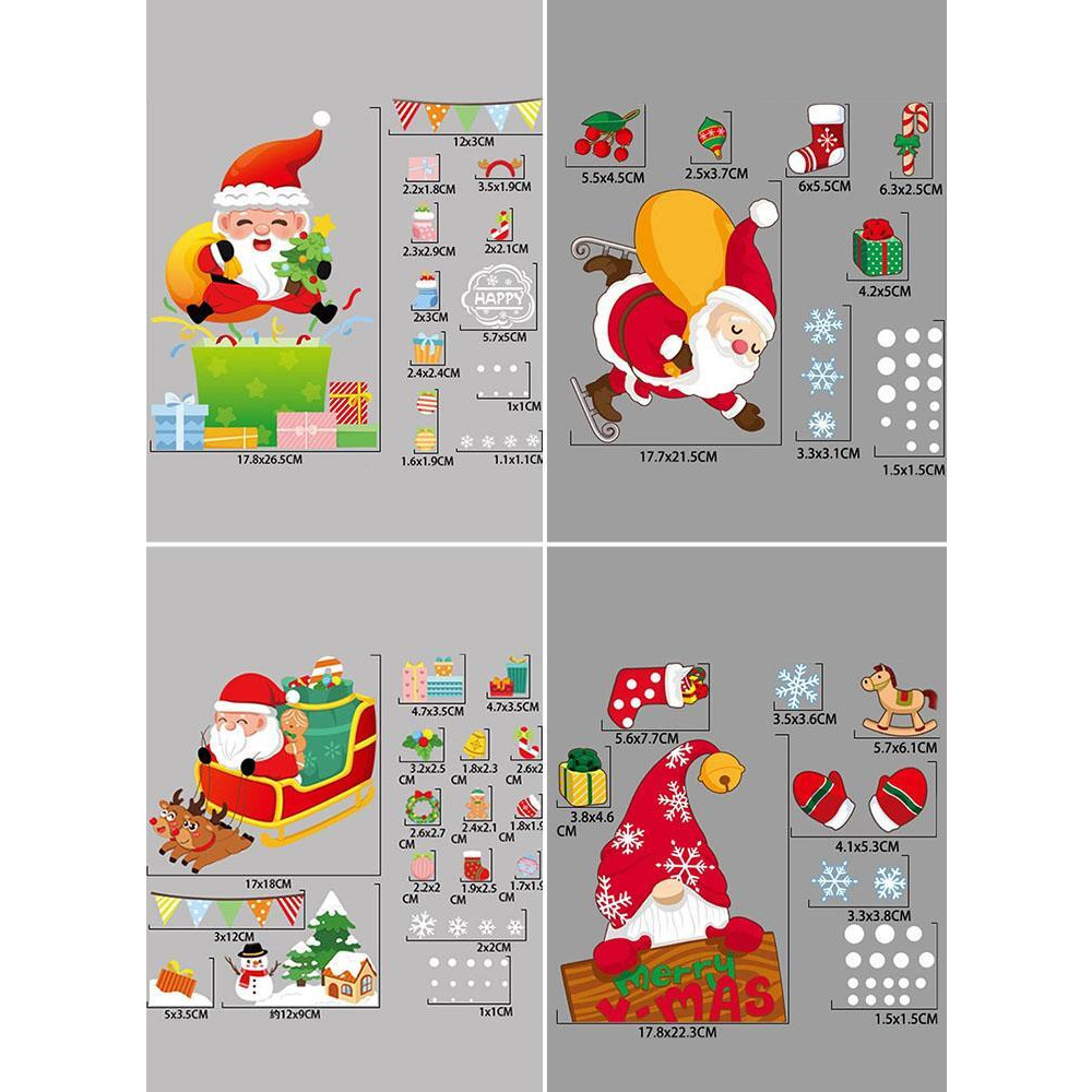 Christmas Window Decals, Santa Claus Window Cling Decals Windows Glass PVC Static Christmas Window Stickers for Winter Party Christmas Decorations - 2