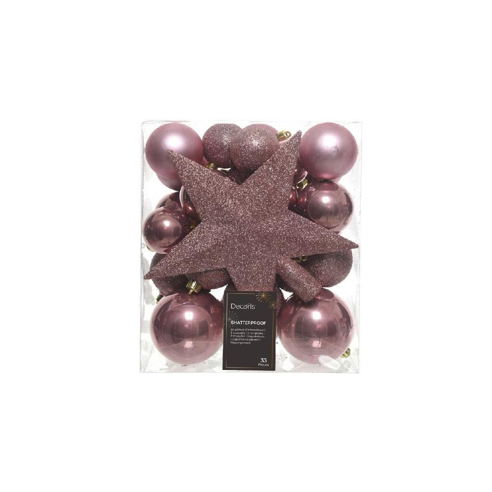 Kaemingk Decoris Baubles Небьющиеся МАТОВЫЕ, Блестящие И Блестящие Миксы, Бархатно-Розовые - 1