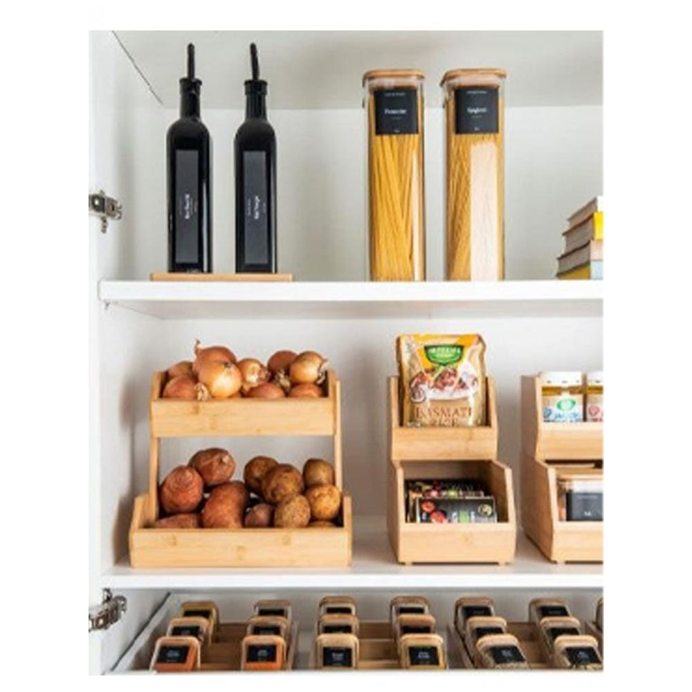 منظم صغير قابل للتكديس من الخيزران للتخزين الضيق - 5