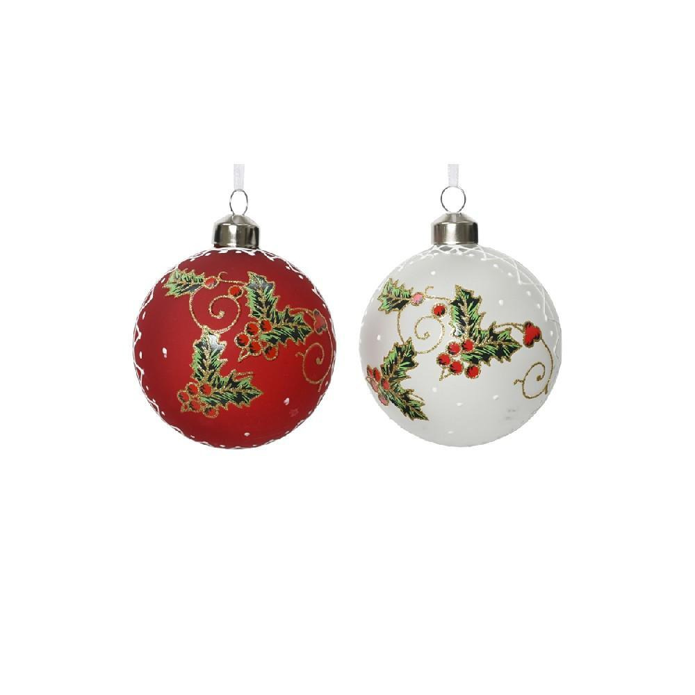 دمية Kaemingk Decoris ذات لمسة نهائية من الزجاج الصقيع مع أوراق الشجر والتوت ونقاط لامعة متنوعة 1 قطعة - 1