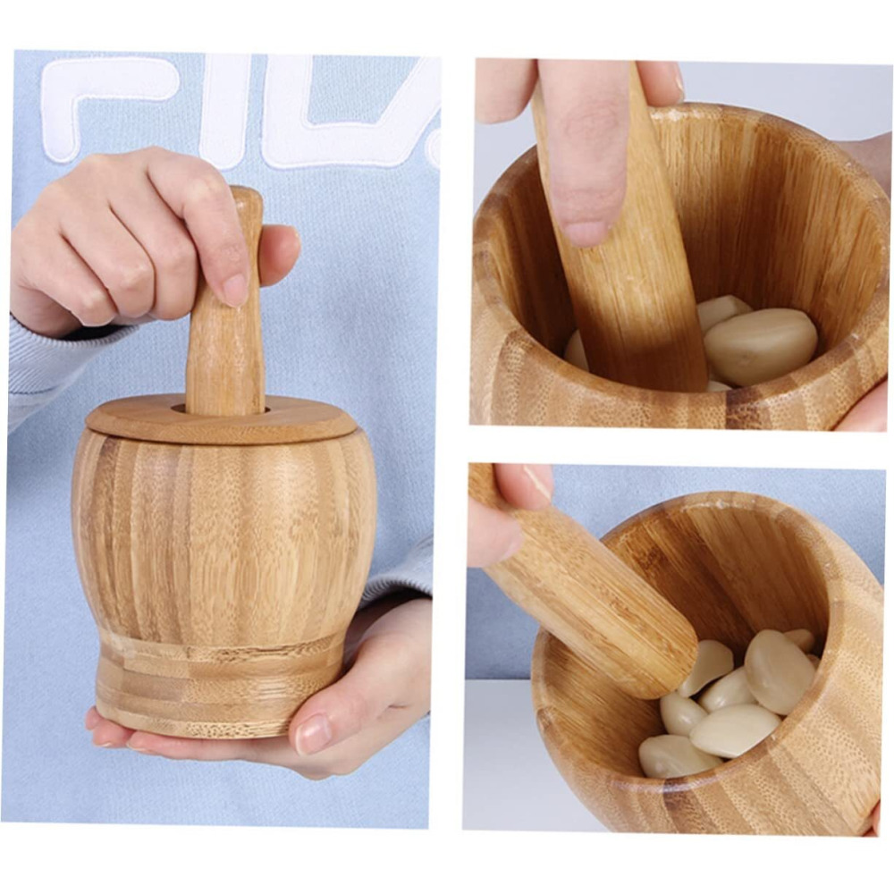 Honey Bee Bamboo Mortal & Pestel 11 x 10 см, Компактный и Экологически Чистый Инструмент Для измельчения Специй Для придания свежего вкуса - 2