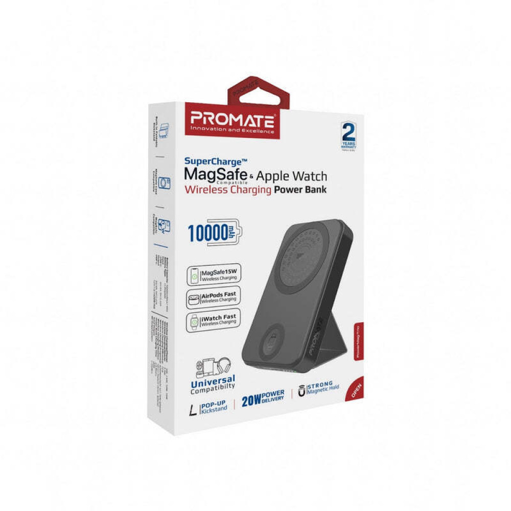 Promate PowerMag-Trio SuperCharge MagSafe Compatible & Apple Watch Wireless Charging Power Bank - 1