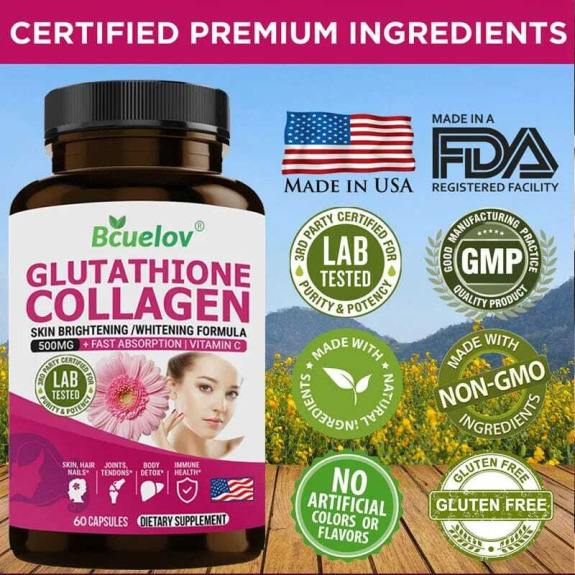 difference of collagen and glutathione Glow Marine Collagen Peptides Powder main image 0