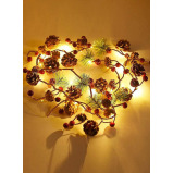 مخروط الصنوبر تحت عنوان الخريف وأضواء سلسلة التوت الأحمر، 6.56 قدم 20 إبرة صنوبر Led إكليل خفيف، مثالي لتزيين شجرة العطلات في الأماكن المغلقة أو الهوا - 1 miniature