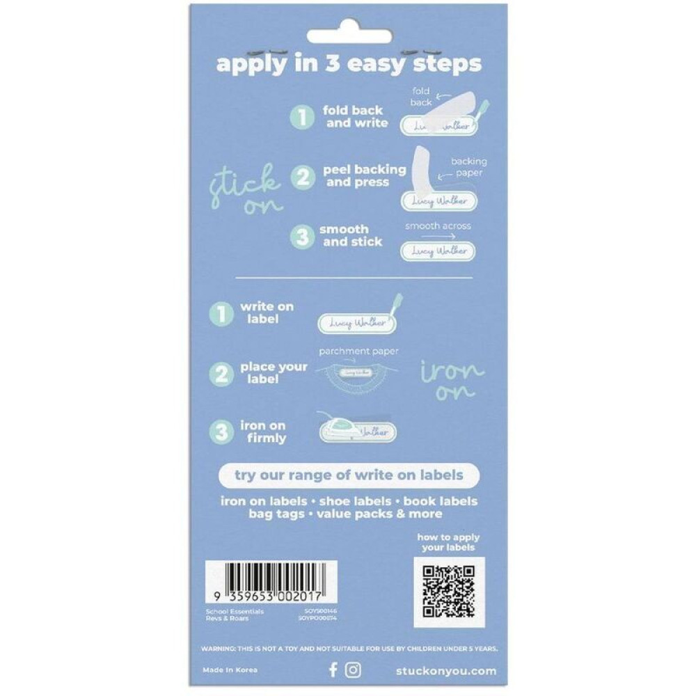 Stuck on You School Essentials Value Pack, Easy to Use, Waterproof, Scratch Resistant, 105Labes, Revs & Roars - 2
