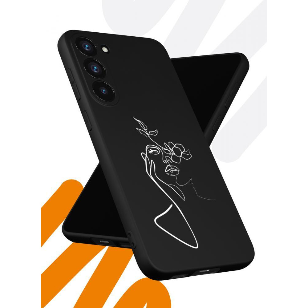 Protective Case Cover for Galaxy S23 Plus with Face & Flowers white Pattern - 3