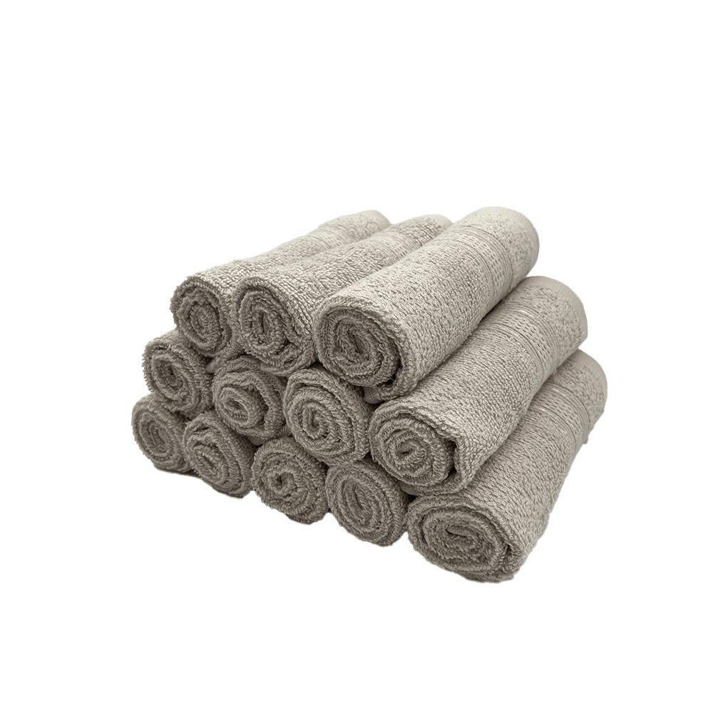 BYFT Daffodil Face Towel 30 x 30 Cm 500 Gsm Light Grey Stripe Diamond Dobby 100% Cotton Set of 12 - 3