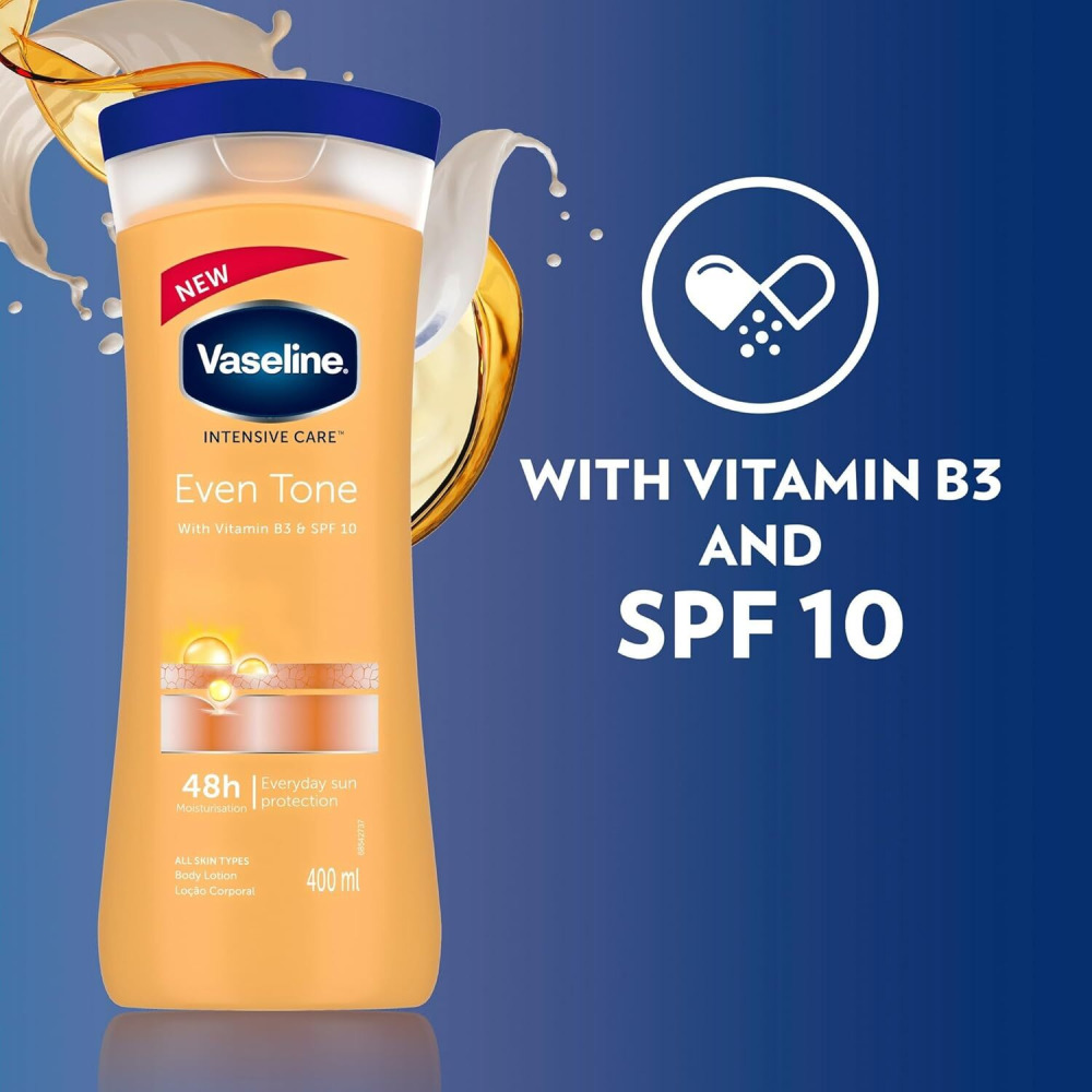 Vaseline, Intensive Care Healthy Even Tone Body Lotion with Vitamin B3 and SPF 10, 400 ml - 3