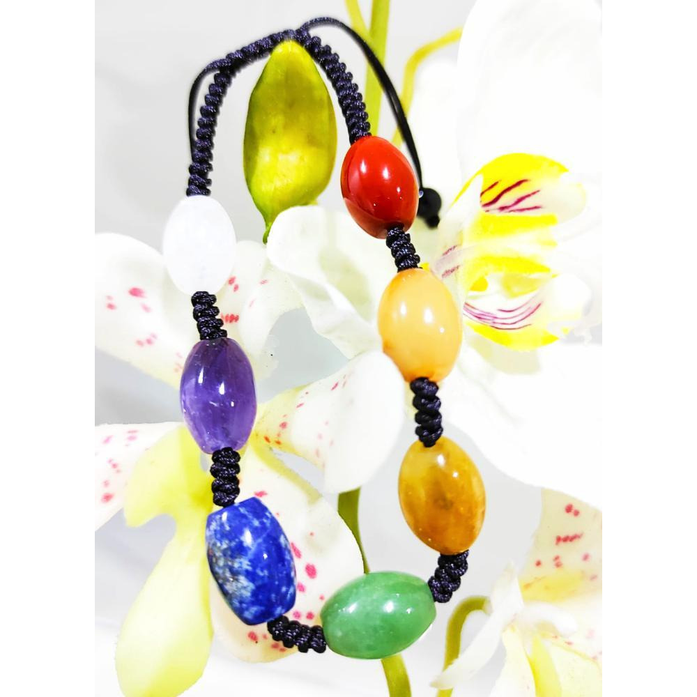 Браслет Из Натуральных Бусин С Кристаллами Чакры, Завязанный вручную - 1