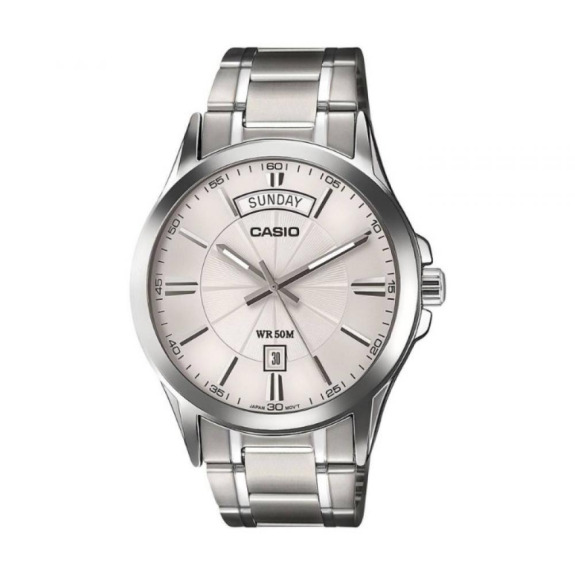 CASIO Men's Enticer Analog Watch MTP-1381D-7A - 47 mm - Silver